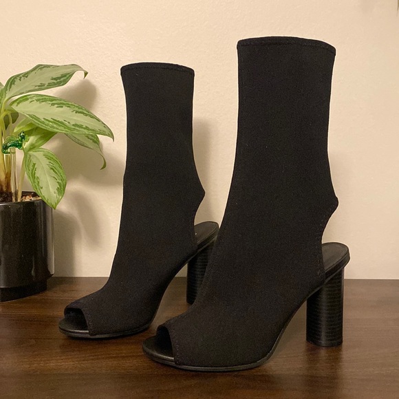 H&M Peep Toe Black Sock Bootie - Picture 2 of 7